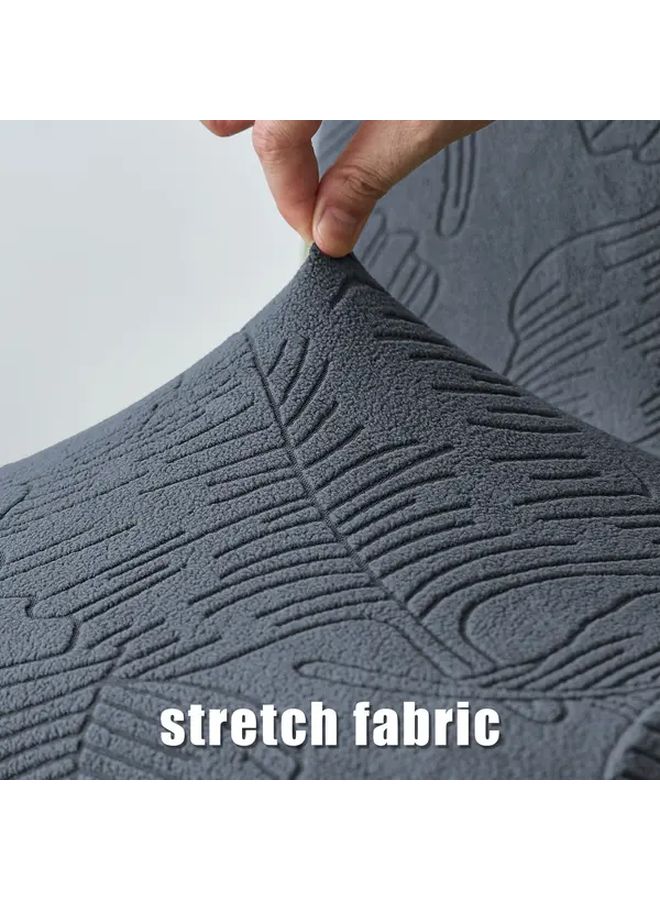 4pcs Grass Green Spandex Leaf Jacquard High Back Dining Chair Covers Machine Washable - Image 2